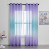 Modernios gradiento tiulio langų užuolaidos svetainei 3D spalvingos permatomos užuolaidos miegamajam Voile slankiojančios virtuvės užuolaidų dekoras W100xL160cm 1pc&hooks top mėlyna