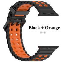 Dvipusė vandenyno spalvos juosta Apple Watch Ultra 2 Juosta 49mm 46mm 45mm 44mm 42mm Sportinis silikoninis apyrankė iWatch serijos 10 9 8 7 6 SE juosta 44mm 45mm 49mm black