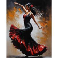 Graffiti Flamenco Šokėja Raudona Suknele Seksuali Šokanti Mergina Plakatas Drobės Tapyba Sienos Menas Namų Baro Interjero Dekoras Puiki Dovana 50cm×80cm NoFrame