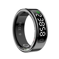 Išmanusis žiedas Širdies ritmo, kraujo deguonies, kraujospūdžio matuokliai, vyrai, moterys, fitneso stebėjimo priemonė, sportinis IP68 atsparus vandeniui Bluetooth žiedas Size 12 (21.6mm) juoda