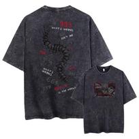 Anime Tokyo Ghoul Acid Wash Tshirts Men Vintage Washed T Shirt Harajuku Oversize Cotton Tee Cotton Streetwear Top M black