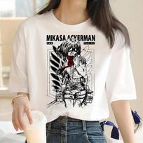 Japoniško Anime „Attack on Titan“ Grafinis Spaudinys Harajuku Marškinėliai Laisvalaikio Mada Trumpomis Rankovėmis Didelio Dydžio Marškinėliai Moteriški Retro Viršutiniai Drabužiai L black