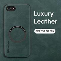 Magnetinis retro odinis dėklas iPhone 16E 7 8 Plus SE 2020 2022 iPhone8 Plus belaidžio įkrovimo dėklas For iPhone SE 2022 žalia