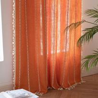Medvilninė ir lininė virtuvės lango užuolaida su kutais, prancūziška dryžuota, su kišenė strypui height 90 * width 60cm