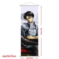 Anime Attack On Titan Levi Scroll Poster Eren Ackerman HD Art Sticky Wall Waterproof Home Living Room Bedroom Bar Aesthetic Decoration 25*75cm