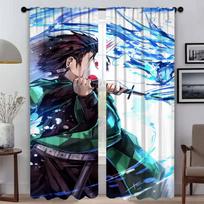 Demon Slayer Užuolaidos Vaikų Kambario Pertvara Namų Interjero Užuolaidos 2 Vnt. Žaliuzės Tūlas Miegamojo Blackout Užuolaida Svetainė W50xH70cmx2pcs-CL