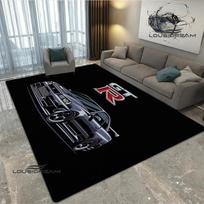 JDMs GTR Vėliavos Automobilio Rašto Kilimas Dekoracija Kambariui Namams Lauko Dekoras Lenktynių Kilimas Neslystantis Plaunamas Žaidimų Stiliaus Grindų Kilimėlis 50x80cm gray