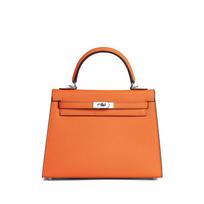 Niche dizaino odinės moteriškos rankinės, aukštos klasės didelės talpos rankinės, naujos karvės odos per petį ir po pažastimi rankinės 25CM orange