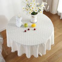 Medvilninis staltiesė Apvali staltiesė su kutais Apsauganti nuo dulkių Gėlių rašto Apvalus stalo uždangalas Virtuvės Valgomojo Stalo Viršaus Dekoravimui Diameter 60cm white