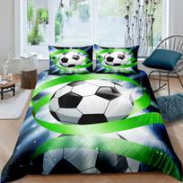 Futbolo patalynės užvalkalų komplektas Futbolo kamuolio raštas Sporto tema Lovos komplektas Mikropluošto Spalvingas Grunge stilius Dvigubo Karaliaus antklodės užvalkalas 70x133cm 2pcs black
