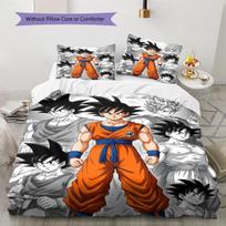 Son Goku Rašto Patalynė, Antklodės Komplektas Antklodės Užvalkalas Pagalvės Užvalkalas Namų Gimtadienio Dovana (1 * antklodės užvalkalas + 2 * pagalvės užvalkalai, be šerdies) 135x200cm gray