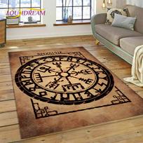 3D Skandinavų Vikingų Mitologijos Simboliai Odinas Animacinis Plotas Kilimas Didelis,Kilimas Namų Svetainei Sofai Durų Kilimėlis Dekoras,Neslystantis Grindų Kilimėlis 60x90cm(23x35in)