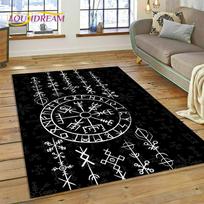 3D Skandinavų Vikingų Mitologijos Simboliai Odinas Animacinis Plotas Kilimas Didelis,Kilimas Namų Svetainei Sofai Durų Kilimėlis Dekoras,Neslystantis Grindų Kilimėlis 70x100cm(27x39in)