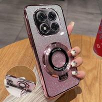Blizgus dengimo dėklas, skirtas Xiaomi Redmi Note 15 Pro Plus 15C 4G 5G, dėklai magnetiniam telefono laikikliui, minkštas silikoninis dangtelis Redmi 15 5G (171mm) rožinė