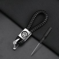 „Volkswagen“ metalinių odinių automobilio raktų pakabuko raktų žiedo ženkliukų priedai, skirti „Volkswagen Golf-5 6 7 MK6 Jetta Lavida Polo Tiguan Pass“ black