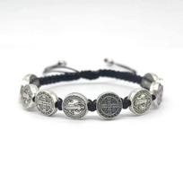12 VNT./Pakuotė San Benito Apyrankės Apsauga Raudonas Juodas Laidas Benedikto Medalis Rožančius Palaiminimas Draugystės Apyrankė Dovana Moterims Vyrams 1pcs grey gray