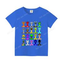 Sprunki Summer Clothes Short Sleeve Oren Wenda Pinki Simon Kids T-shirt Breathable Cute Boys Girls Base Top Ages 3-12 Gifts 110 blue