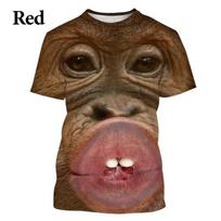 Juokingas orangutango beždžionės marškinėlis 3D spausdinimas Juokingas hip-hop marškinėlis Vasaros NAUJAS Gyvūno asmenybė Hip-hop Unisex viršutiniai drabužiai S brown