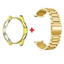 Apyrankė+Korpusas Samsung Galaxy Watch 6 5 4 44mm 40mm Classic 46mm 42mm Nerūdijančio plieno apyrankė Galaxy Watch 3 5 Pro 41 45mm Dirželis watch 4 classic 46mm beige