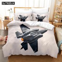 3D naikintuvas F-35 patalynės komplektas: antklodės užvalkalas su pagalvės užvalkalu, dvigulei, pilno dydžio, karališkos lovos dydžio patalynė EU single(135x200cm) gray