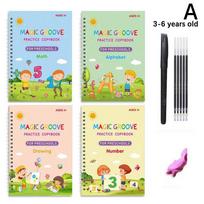 Children's Magic Practice Copybook Pen Reusable Handwriting Workbooks for Preschools Grooves Template Design yellow
