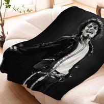 Flanelinės šiltos žiemos antklodės Michaelas Jacksonas Mikropluošto patalynė Kelio antklodė Fleece Individualios miego dekoratyvinės sofos Purios minkštos antklodės 75x90CM black