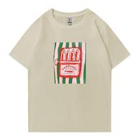 2026 Aukštos kokybės sardinių skardinės grafika 100% medvilnė Moteriški Unisex Oversized marškinėliai Vasariniai Hip Hop trumpomis rankovėmis marškinėliai Unisex viršutiniai drabužiai S white