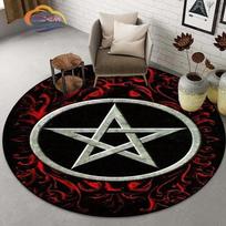 Pentagramos simbolio apvalus kilimas, Trigubos Mėnulio Deivės paprastas pentagramos šėtono kilimas, Velnių spąstai, Antgamtiškas kilimas, Vikos kilimas 60cm