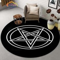 Pentagramos simbolio apvalus kilimas, Trigubos Mėnulio Deivės paprastas pentagramos šėtono kilimas, Velnių spąstai, Antgamtiškas kilimas, Vikos kilimas 60cm