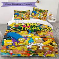 Simpsonų šeimos rašto patalynės komplektas, antklodės užvalkalas, pagalvės užvalkalas, namų dekoracija, gimtadienio dovana (1 * antklodės užvalkalas + 2 * pagalvės užvalkalai be šerdies)85 135x200cm yellow