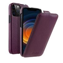 Melkco natūralios odos atverčiamas dėklas iPhone 12 Pro Max 17 16 Pro 16e 15 14 13 Mini, vertikaliai atidaromas, tikros karvės odos telefono dėklas iPhone 15 Plus violetinė