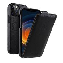 Melkco natūralios odos atverčiamas dėklas iPhone 12 Pro Max 17 16 Pro 16e 15 14 13 Mini, vertikaliai atidaromas, tikros karvės odos telefono dėklas iPhone 16e juoda