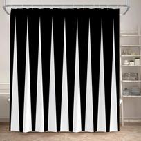 Juodai Baltų Dryžuota Dušo Užuolaida Modernios Geometrinės Linijos Minimalistinis Europos Stiliaus Vonios Užuolaidos Poliesteris Vonios Dekoras W60H190(CM)-1 Pcs white