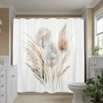 Pampų žolių dušo užuolaida Boho natūralus dizainas smėlio baltos spalvos vandeniui atspari vonios dekoracija W60H190(CM)-1 Pcs white