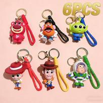 Disney Super mielas animacinis Žaislų istorijos tema raktų pakabukas Woody Buzz lėlės raktų pakabukas Poros krepšio pakabukas Raktų pakabuko aksesuarai Žaislas 6pcs red