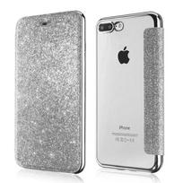 Prabangus Blizgus Odinis Atverčiamas Piniginės Dėklas iPhone 16 Pro Max 15 Plus 14 13 12 11 XS XR X SE 2026 Telefonui Skaidrus Blizgus Galinis TPU Dangtelis For iPhone 16Plus sidabras