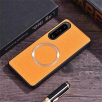 Dėklas Sony Xperia 1 VI 10Vi 10 5 1 V Iv 1 III Magnetinis For MagSafe Prabangus lino raštas Silikoninis galinis dangtelis Atsparus smūgiams buferis Xperia 1 III 2021 oranžinė