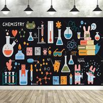 Dewprint Science Themed Background Banner for Chemistry Math Geometry and Physics Back to school Party Decoration Banner Polyester 150x100cm