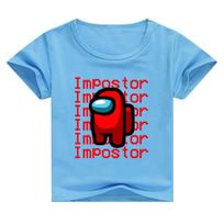 Among Impostor Us Tshirt Children Summer Round Neck Print Casual Sleeve Short 160cm mėlyna