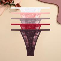 FINETOO 5 vnt. Nėriniai Gėlėtas Spaudinys Stringai Moteriški Seksualūs Skaidrūs G-Stringai Kelnaitės Žemas Juosmuo Kvėpuojantys Apatiniai Moteriški T-back Lingerie S gray