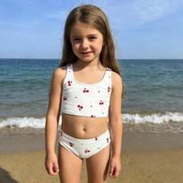 Merginų spalvotas dviejų dalių bikini komplektas - Reguliuojami maudymosi kostiumai vaikams 120 balta