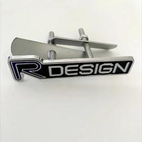 New 3D Metal Rdesign R Design Front Grill Car Badge Sticker Emblem Decoration gray