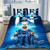 3D Spausdintas Futbolo Žvaigždės Neymars Patalynės Komplektas Futbolo Žvaigždės Neymars Antklodės Užvalkalas Pagalvės Užvalkalas 2/3 vnt. 3D Spaudiniai Antklodžių Užvalkalai 135x200cm blue