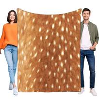Rudos Dėmėtosios Elnio Odos Rašto Pliušinis Antklodė - Minkštas Jaukus Sofai Lovai Ideali Dovana Draugams Šeimai Size: 75*100cm, Weight: 320 GSM beige