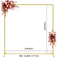 Vestuvių arkos fonas Stovas Kvadratinis 6.6FTx6.6FT Auksinis Metalinis Balionų arkos stovas Sodo pavėsinės foninis rėmas Vestuvėms 5*6.6ft  2.7kg