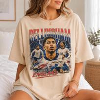 Jude Bellingham Anglijos rinktinė Nr. 10 Vintažinis Bootleg Koliažas Marškinėliai Oversized Retro Grafika Streetwear Y2k Trumpomis Rankovėmis Moteriški Vyriški Drabužiai S beige