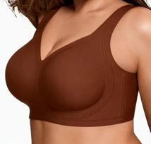 Besiūlis push-up liemenėlė: Belaidis, Patogus, Didelių krūtų palaikymas 3XL ruda