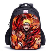 Naruto pasakų spaudos mokyklinė kuprinė, berniukų kuprinė su stuburo apsauga, pradinių klasių mokinių animacinė mokyklinė kuprinė black-medium