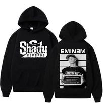 Raperio Eminemo dvipusės spaudos gobtuvas vyrams moterims Hip Hop Vintažiniai per dideli gobtuvai Mados tendencija gobtuviniai džemperiai Streetwear XXXL juoda