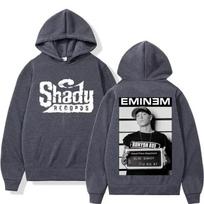Raperio Eminemo dvipusės spaudos gobtuvas vyrams moterims Hip Hop Vintažiniai per dideli gobtuvai Mados tendencija gobtuviniai džemperiai Streetwear S tamsiai pilka spalva